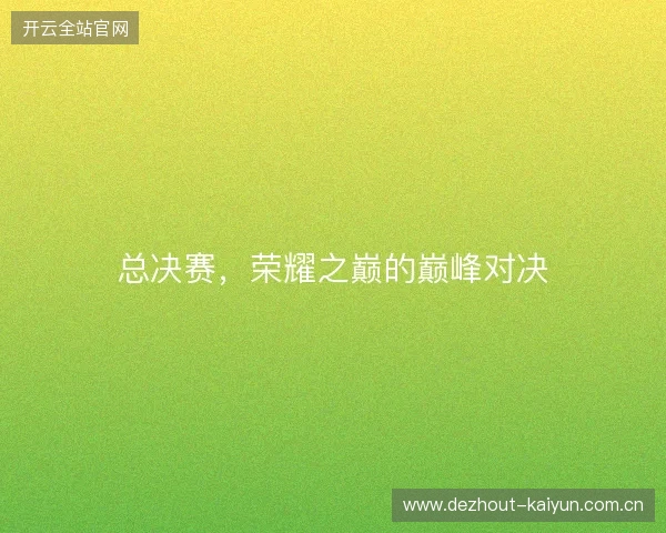 总决赛，荣耀之巅的巅峰对决